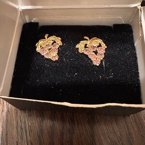 Gold and Pink Grape Earrings